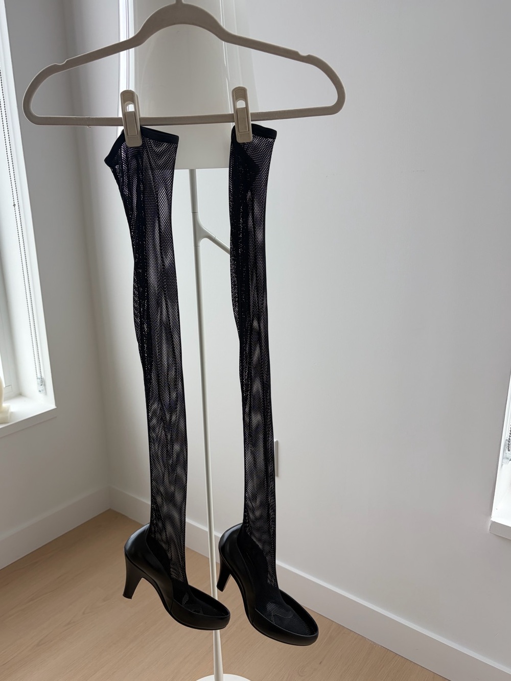 The Row Sock Pump - Black Mesh Over-the-Knee